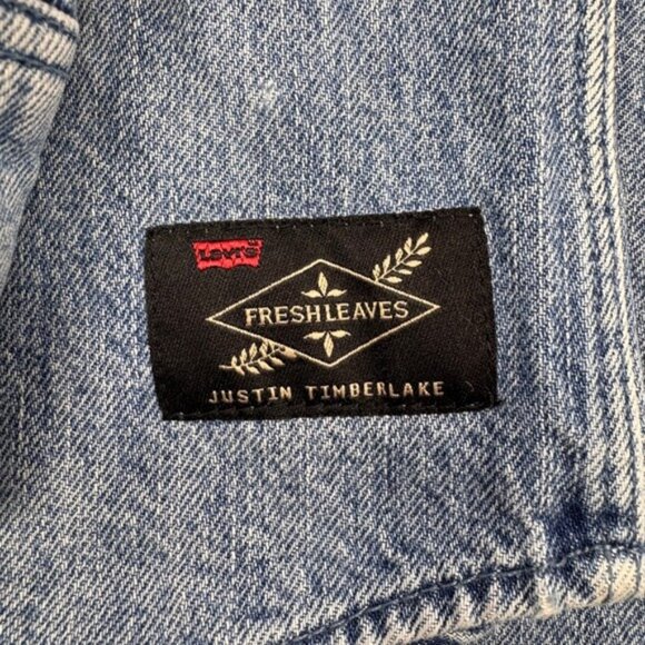 Levis Justin Timberlake Fresh Leaves Denim Western Zip Hooded Shirt Jacket Small - Picture 8 of 8